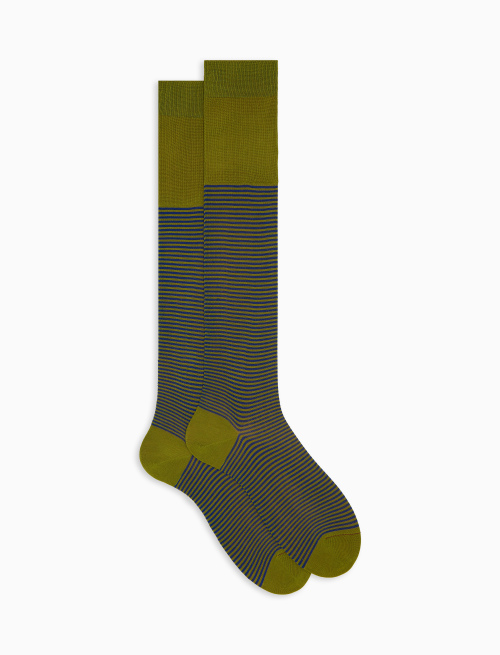 Men's long green cotton socks with Windsor stripes - Windsor | Gallo 1927 - Official Online Shop