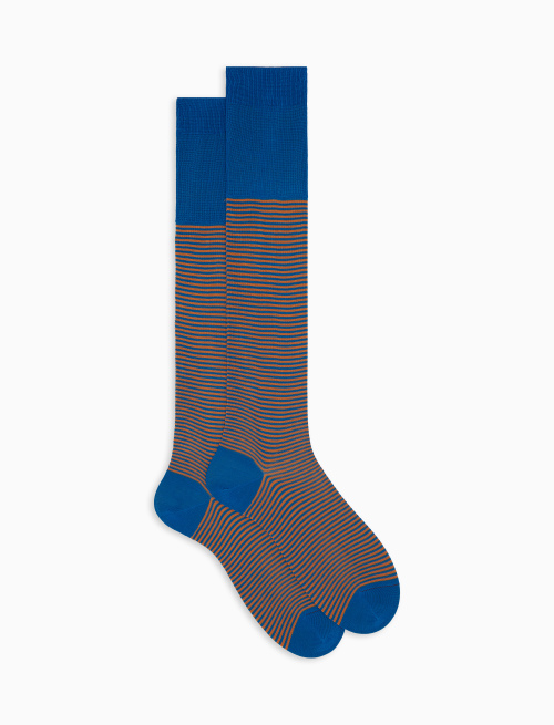 Men's long light blue cotton socks with Windsor stripes - Windsor | Gallo 1927 - Official Online Shop