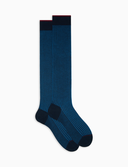 Men's long ocean blue plated cotton socks - Best Seller | Gallo 1927 - Official Online Shop