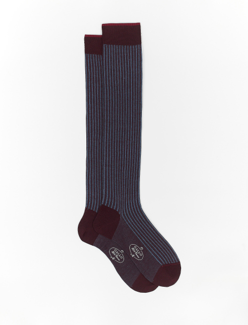 Men's long burgundy plated cotton socks - The New Dandy | Gallo 1927 - Official Online Shop