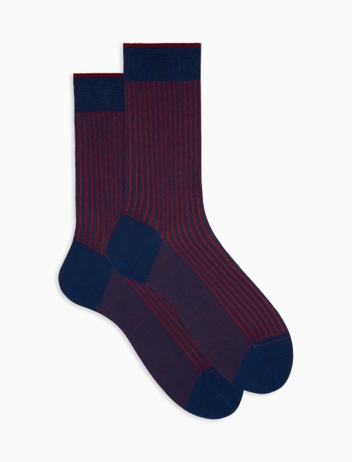 Men's short royal/poppy plated cotton socks - Vanisè | Gallo 1927 - Official Online Shop