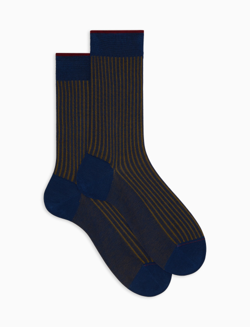 Men's short blue plated cotton socks - Vanisè | Gallo 1927 - Official Online Shop