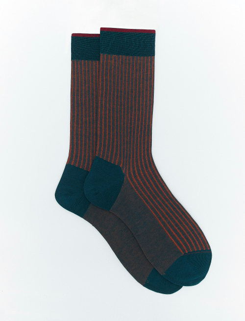 Men's short peacock blue plated cotton socks - Man | Gallo 1927 - Official Online Shop