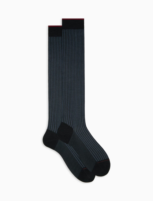 Men's long charcoal grey twin-rib cotton socks - Twin rib | Gallo 1927 - Official Online Shop
