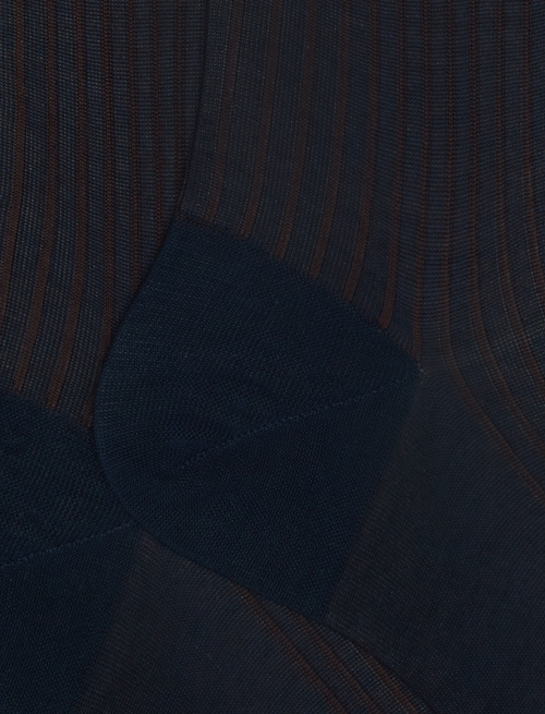 Men's long ocean blue/tobacco twin-rib cotton socks - TEST | Gallo 1927 - Official Online Shop