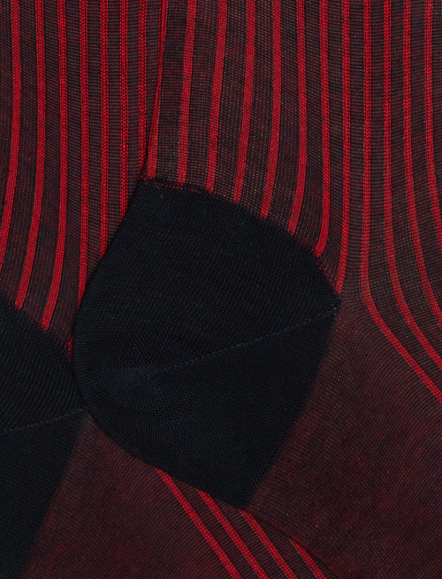 Men's long blue/poppy twin-rib cotton socks - Long | Gallo 1927 - Official Online Shop
