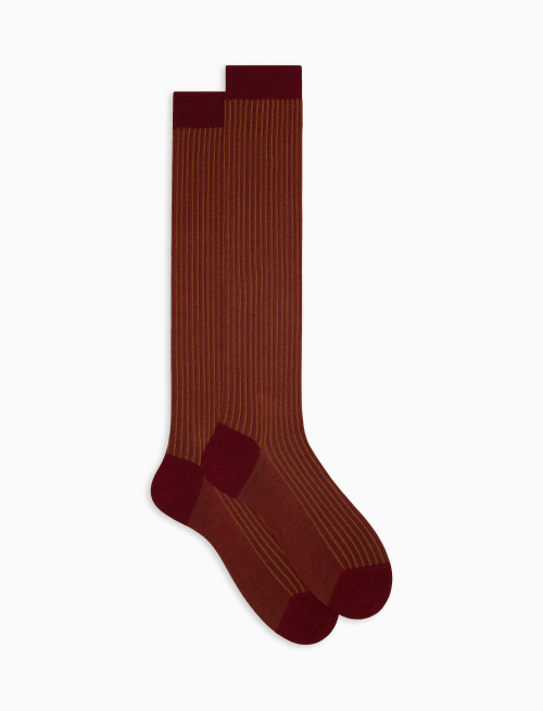 Men's long burgundy twin-rib cotton socks - Twin rib | Gallo 1927 - Official Online Shop