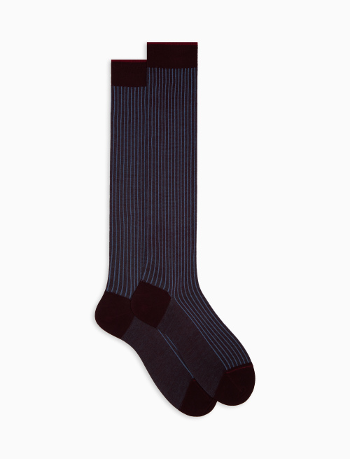 Men's long burgundy twin-rib cotton socks - Twin rib | Gallo 1927 - Official Online Shop