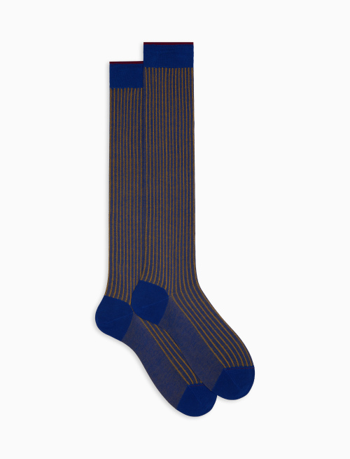 Calze lunghe uomo twin rib blu - Calze | Gallo 1927 - Official Online Shop