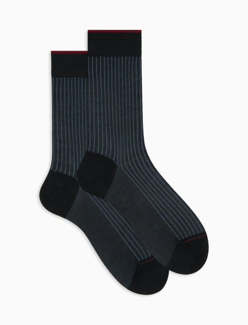 Men's short charcoal grey twin-rib cotton socks - Twin rib | Gallo 1927 - Official Online Shop