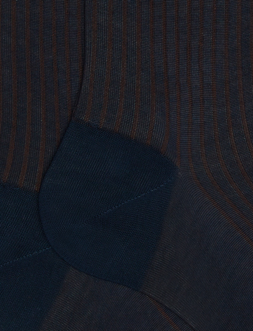 Calze corte uomo cotone oltremare/tabacco twin rib - Uomo | Gallo 1927 - Official Online Shop