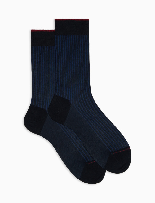 Men's short blue/royal twin-rib cotton socks - Twin rib | Gallo 1927 - Official Online Shop