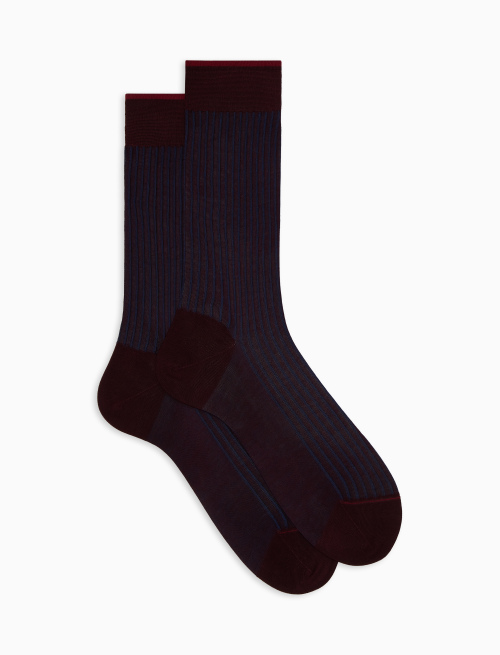 Men's short burgundy twin-rib cotton socks - Twin rib | Gallo 1927 - Official Online Shop