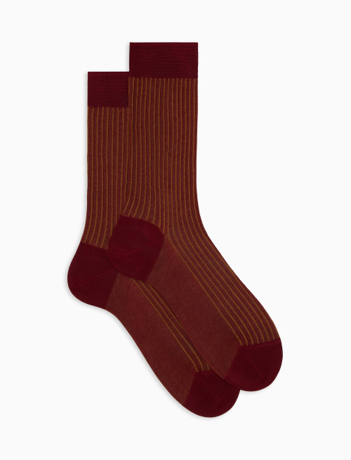 Men's short burgundy twin-rib cotton socks - Short | Gallo 1927 - Official Online Shop