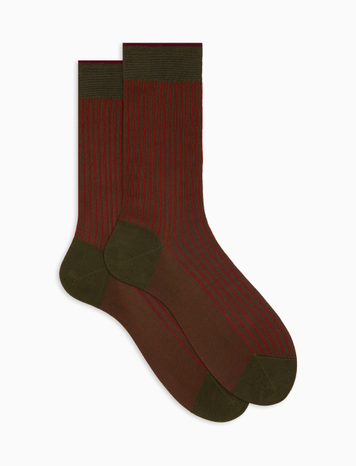 Men's short green twin-rib cotton socks - Twin rib | Gallo 1927 - Official Online Shop