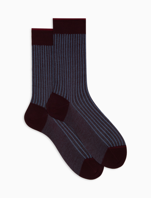 Men's short burgundy twin-rib cotton socks - Twin rib | Gallo 1927 - Official Online Shop