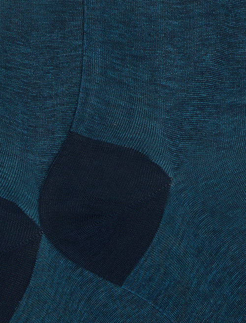 Men's long ocean blue cotton socks with iridescent motif - Long | Gallo 1927 - Official Online Shop