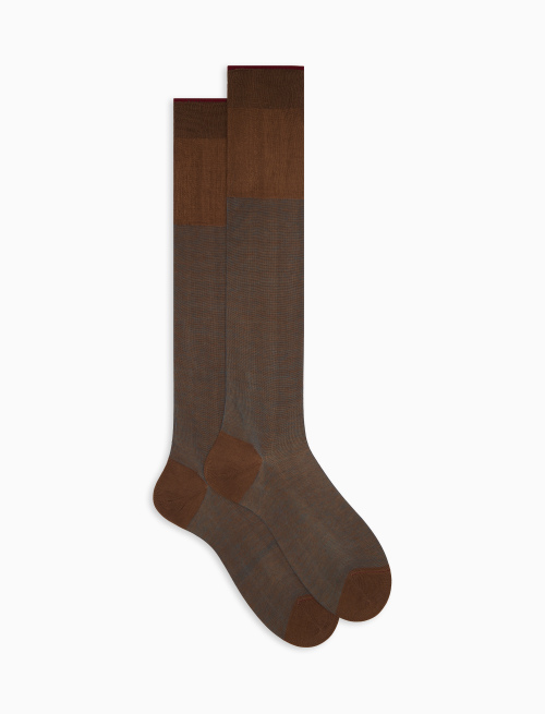 Men's long brown cotton socks with iridescent motif - TEST | Gallo 1927 - Official Online Shop