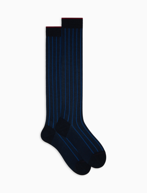 Men's long blue/cosmos socks in spaced twin-rib cotton - TEST | Gallo 1927 - Official Online Shop