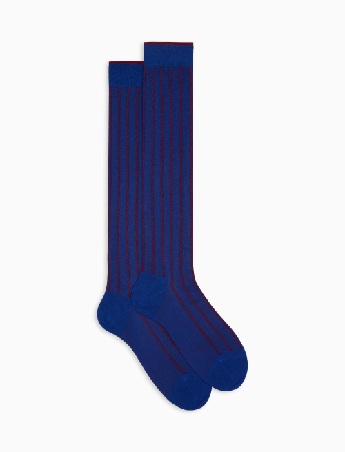 Calze lunghe uomo cotone blu twin rib spaziata - New In | Gallo 1927 - Official Online Shop