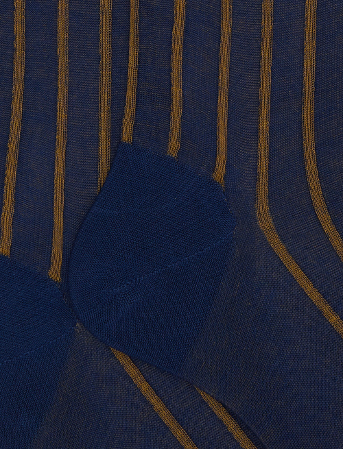 Men's long blue spaced twin-rib cotton socks - Man | Gallo 1927 - Official Online Shop