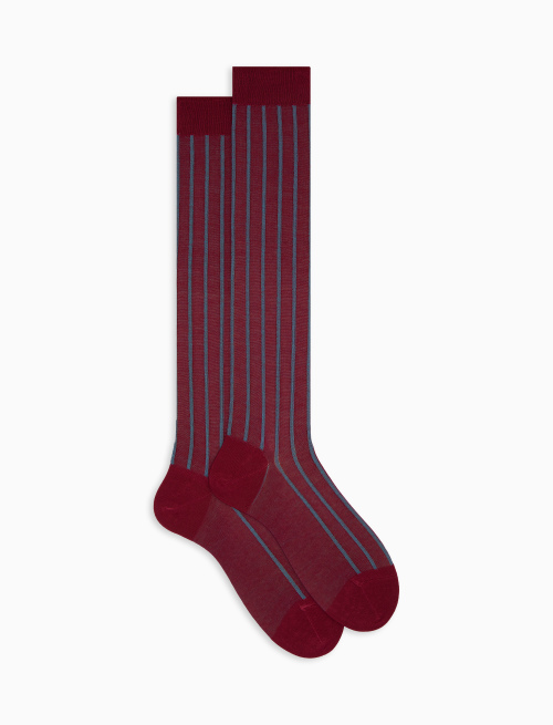 Men's long purple spaced twin-rib cotton socks - Twin rib | Gallo 1927 - Official Online Shop
