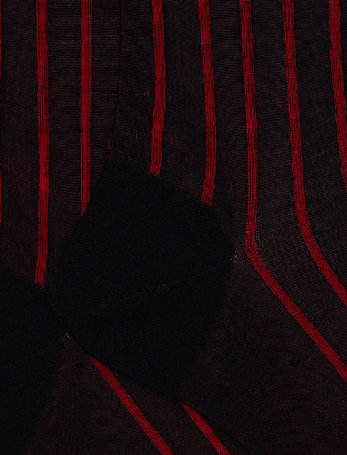 Men's long blue/poppy socks in spaced twin-rib cotton - Special Selection | Gallo 1927 - Official Online Shop