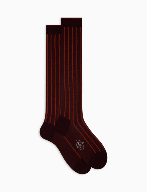 Men's long burgundy socks in spaced twin-rib cotton - Twin rib | Gallo 1927 - Official Online Shop