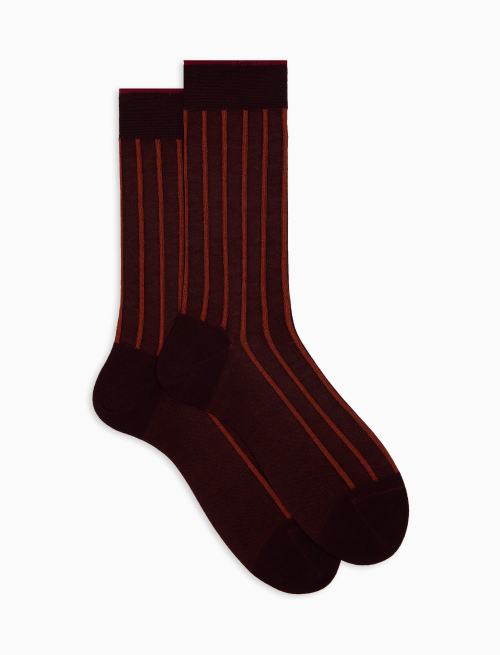 Men's short burgundy socks in spaced twin-rib cotton - Twin rib | Gallo 1927 - Official Online Shop