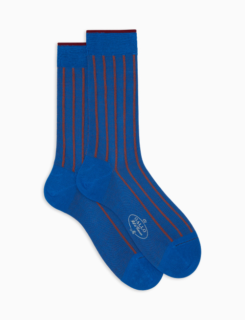 Men's short light blue socks in spaced twin-rib cotton - Twin rib | Gallo 1927 - Official Online Shop
