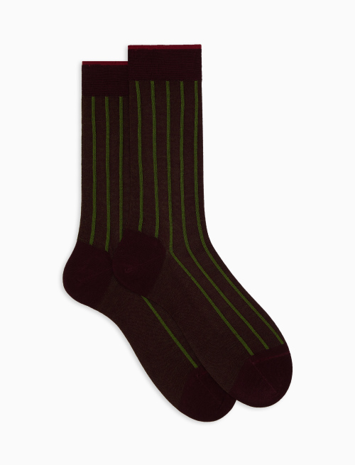 Men's short burgundy socks in spaced twin-rib cotton - Twin rib | Gallo 1927 - Official Online Shop