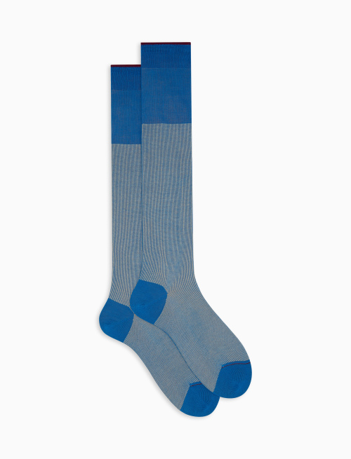 Men's perlage patterned cotton long socks light blue - The SS Edition | Gallo 1927 - Official Online Shop