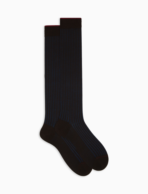 Men's long brown plated cotton and wool socks - Vanisè | Gallo 1927 - Official Online Shop