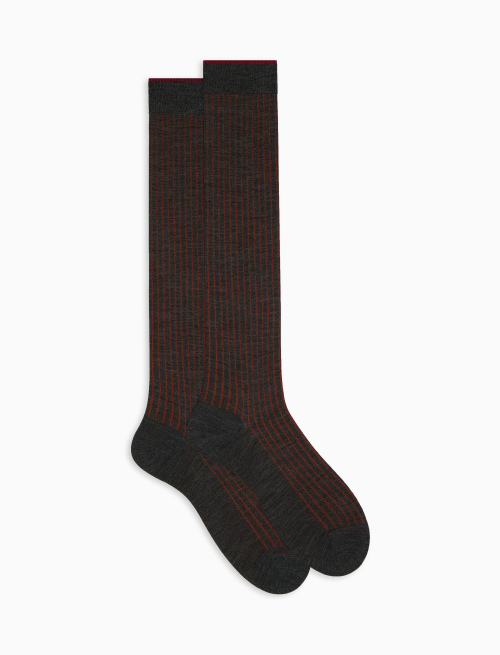 Men's long grey plated cotton and wool socks - Vanisè | Gallo 1927 - Official Online Shop