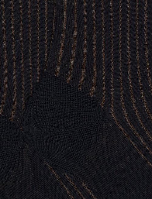 Men's long blue/tortoiseshell plated cotton and wool socks - Long | Gallo 1927 - Official Online Shop