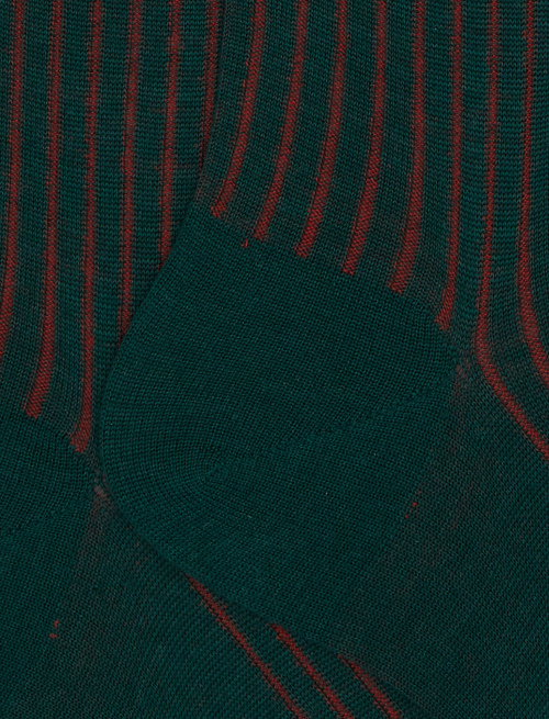 Men's long green plated cotton and wool socks | Gallo 1927 - Official Online Shop