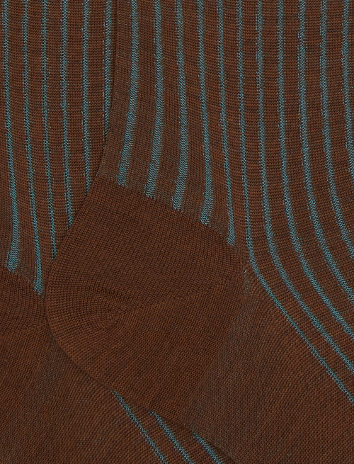 Men's long brown plated cotton and wool socks - Vanisé | Gallo 1927 - Official Online Shop
