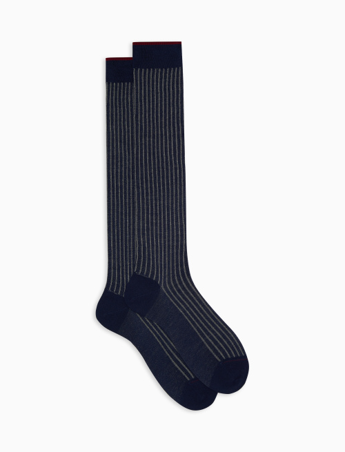 Men's long royal twin-rib cotton and wool socks - Long | Gallo 1927 - Official Online Shop