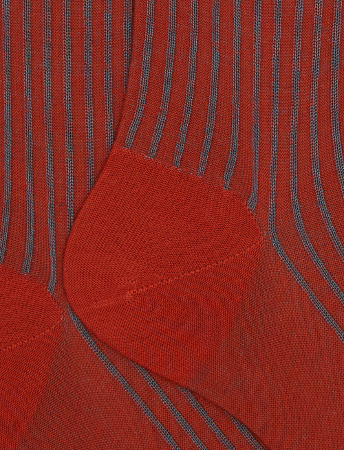 Men's long orange twin-rib cotton and wool socks - New In | Gallo 1927 - Official Online Shop