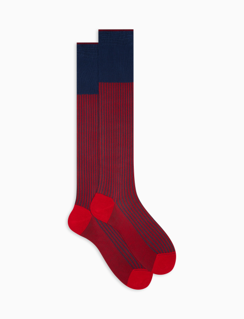 Men's long poppy twin-rib cotton/silk socks - Long | Gallo 1927 - Official Online Shop