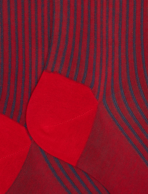 Men's long poppy twin-rib cotton/silk socks - Long | Gallo 1927 - Official Online Shop