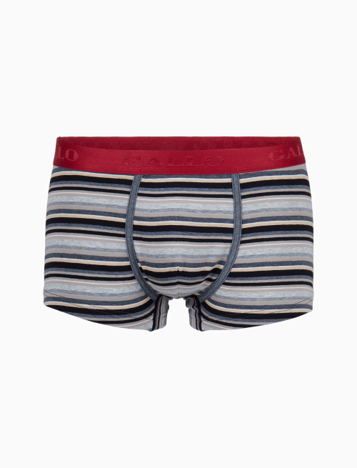 Men's black cotton boxer shorts with multicoloured stripes - Underwear | Gallo 1927 - Official Online Shop