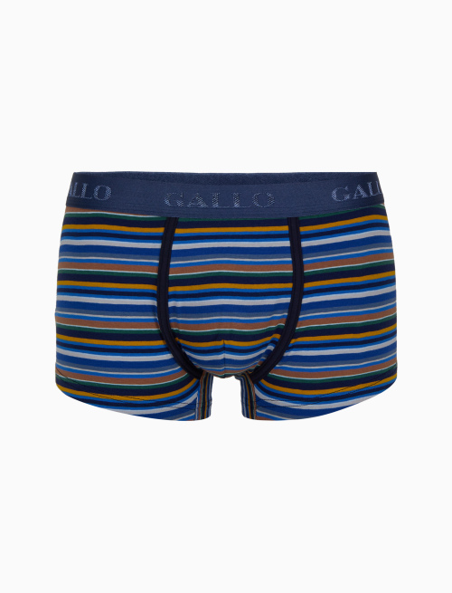 Men's blue cotton boxer shorts with multicoloured stripes - Clothing | Gallo 1927 - Official Online Shop