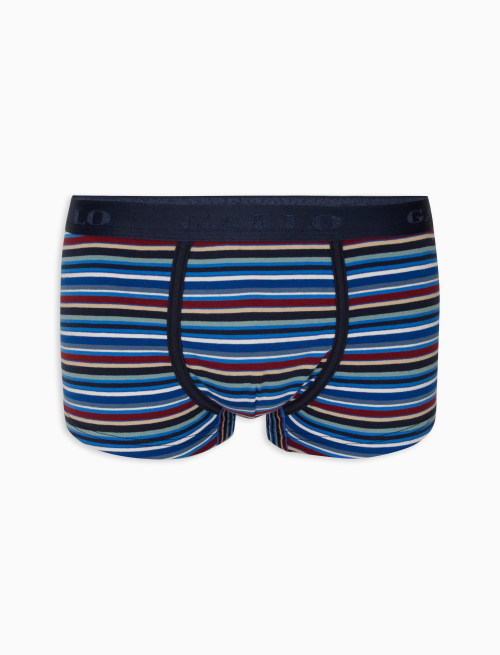 Men's royal blue cotton boxer shorts with multicoloured stripes | Gallo 1927 - Official Online Shop