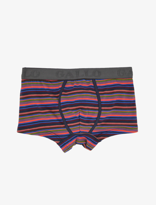 Men's royal blue cotton boxer shorts with multicoloured stripes - Underwear | Gallo 1927 - Official Online Shop