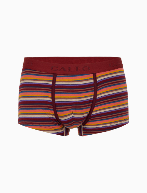Men's burgundy cotton boxer shorts with multicoloured stripes - Underwear | Gallo 1927 - Official Online Shop