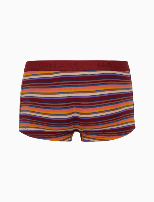 Men's burgundy cotton boxer shorts with multicoloured stripes - Underwear | Gallo 1927 - Official Online Shop