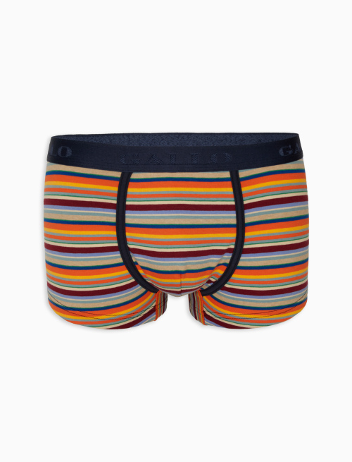 Men's lobster red cotton boxer shorts with multicoloured stripes - Underwear and Beachwear | Gallo 1927 - Official Online Shop
