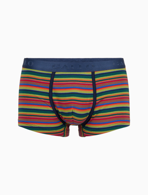 Men's green cotton boxer shorts with multicoloured stripes - Underwear | Gallo 1927 - Official Online Shop