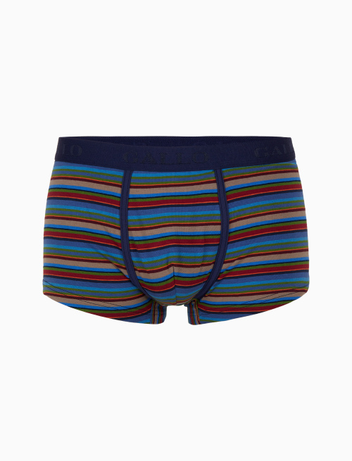 Men's blue cotton boxer shorts with multicoloured stripes - Underwear | Gallo 1927 - Official Online Shop